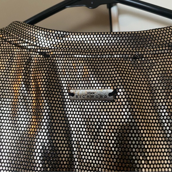 John Richmond Gold Ruched Mini Dress Size S - Picture 4 of 6